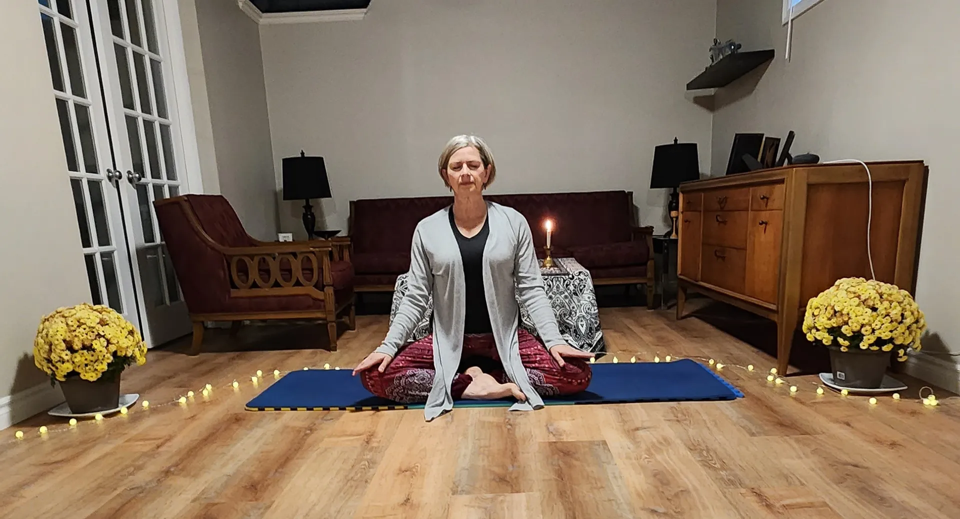 Instructor teaching a london yoga class
