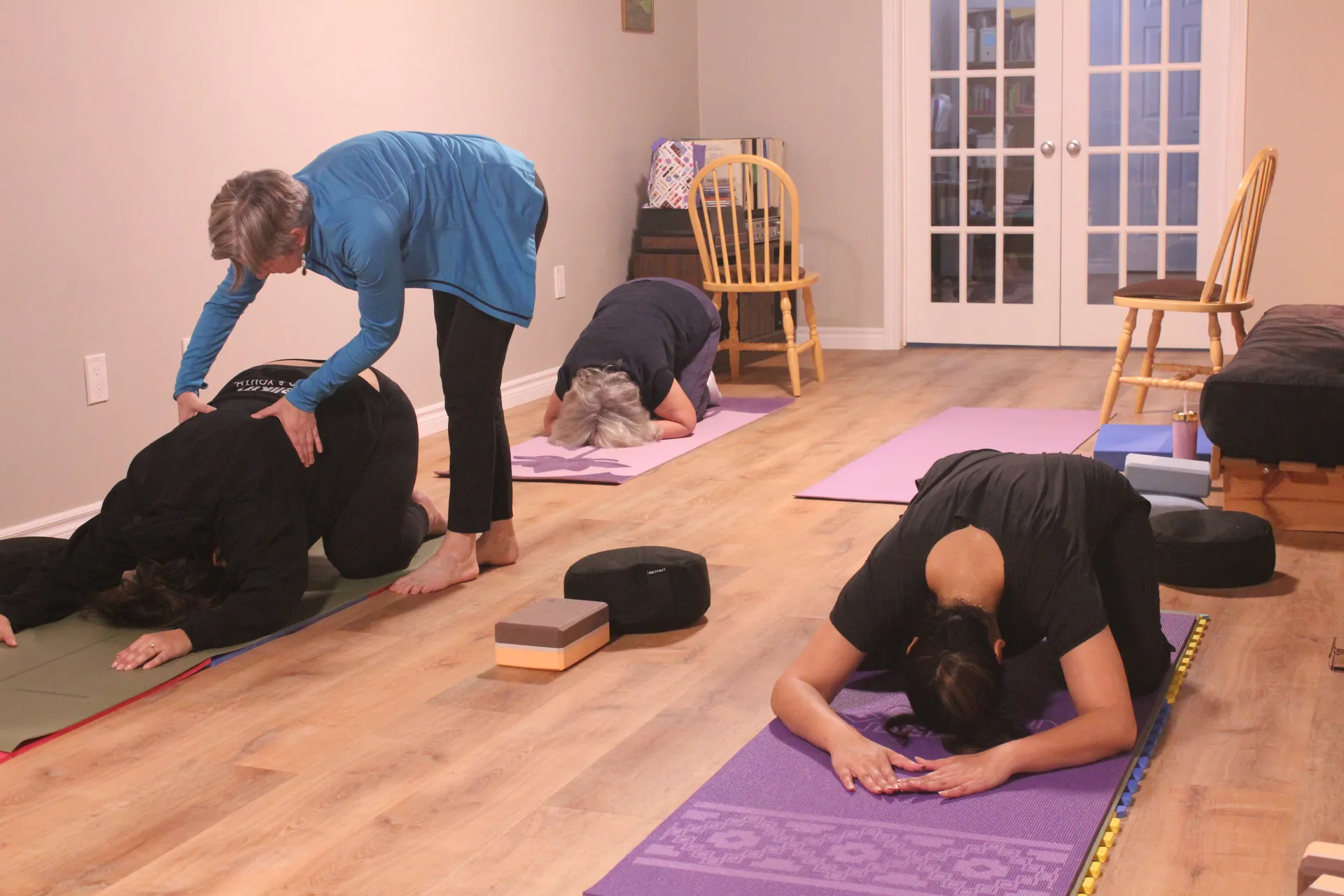Class being held in a london yoga studio